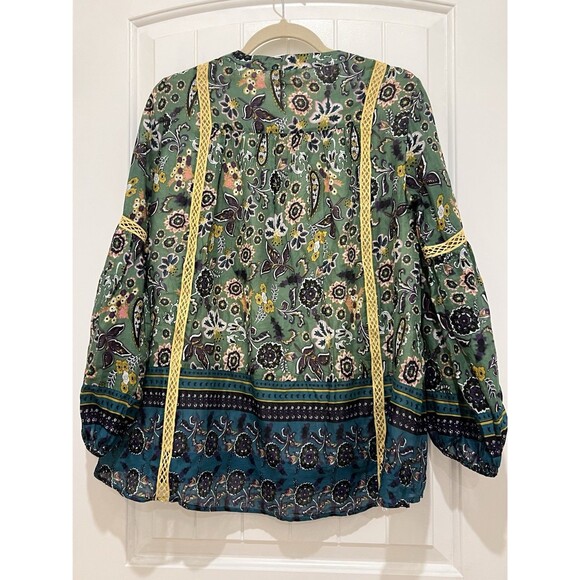 Sundance Women’s Sz S Blue Floral Pullover Tunic Resort Boho Puff Sleeves NEW d - Picture 6 of 11